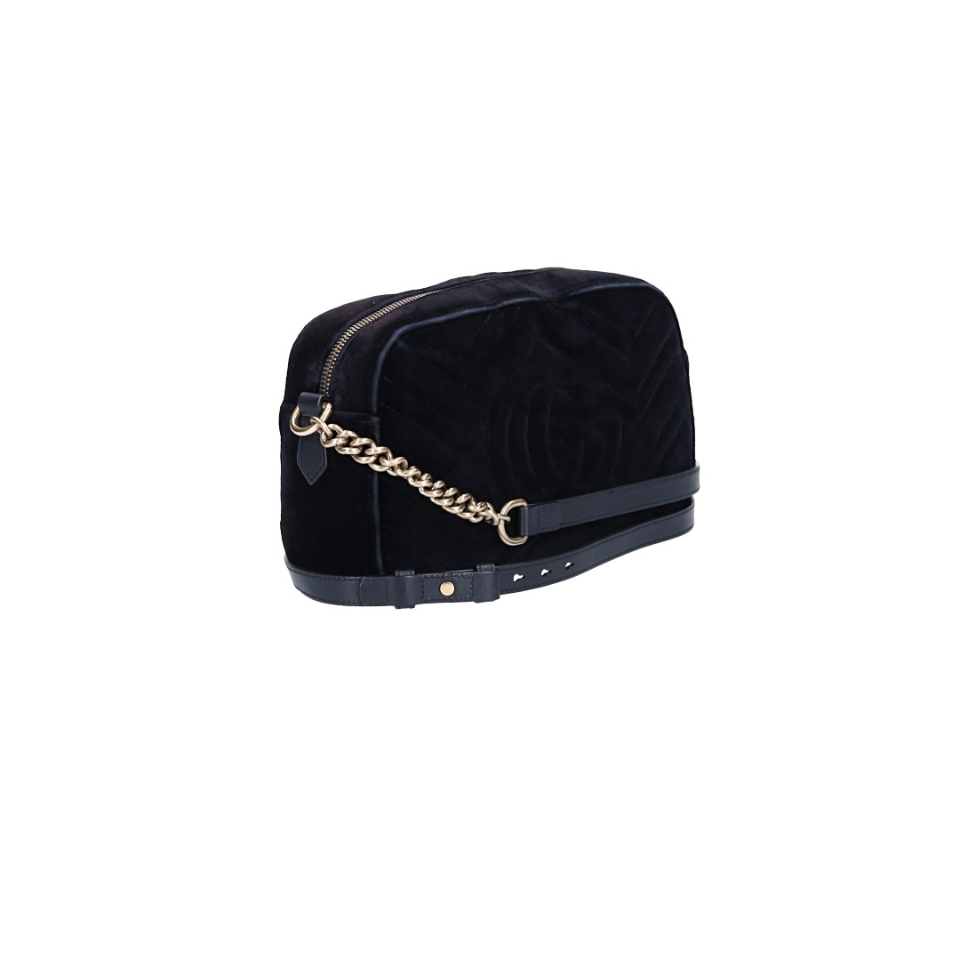 GUCCI HANDTASCHE 'KLEINE GG MARMONT' AUS MATÉLASSE VELVET IN SCHWARZ AGHW