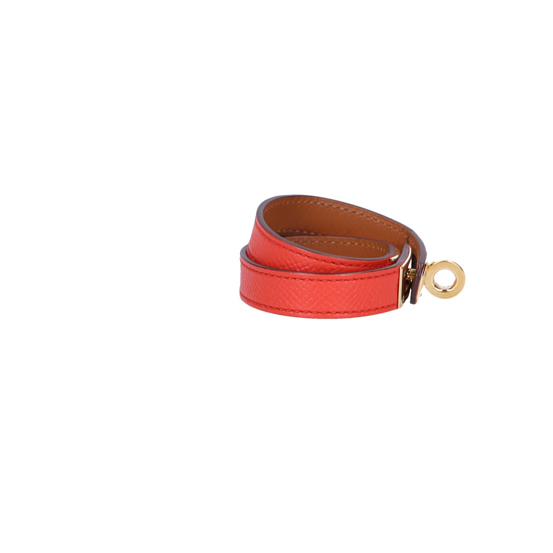 HERMÈS ARMBAND 'KELLY DOUBLE TOUR' AUS EPSOM-KALBSLEDER IN ORANGE POPPY MIT GHW GR. T1/XS