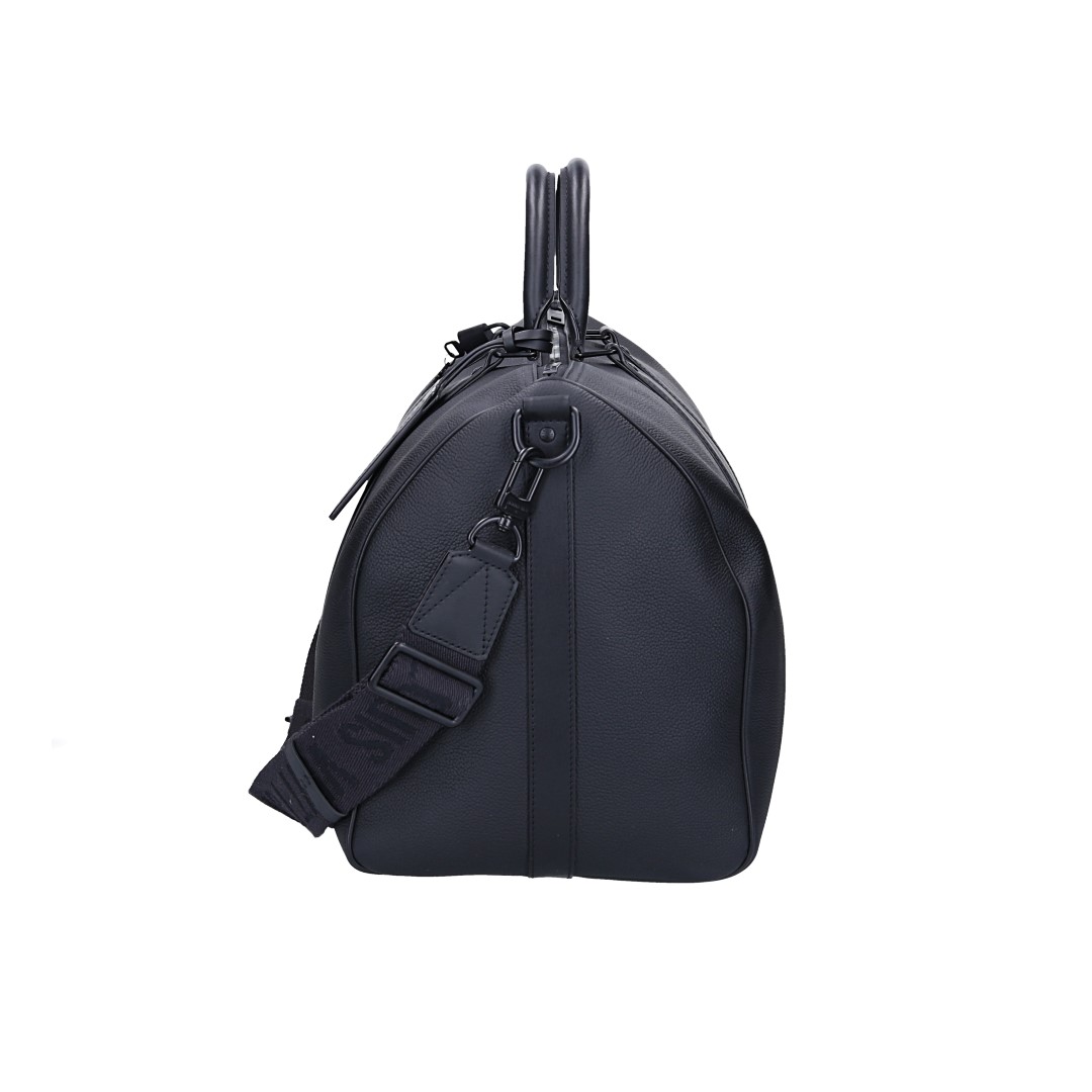 Louis Vuitton Keepall 50 Travel Bag in Monogram Denim with Leather Trim and Shoulder Straps (M45975)