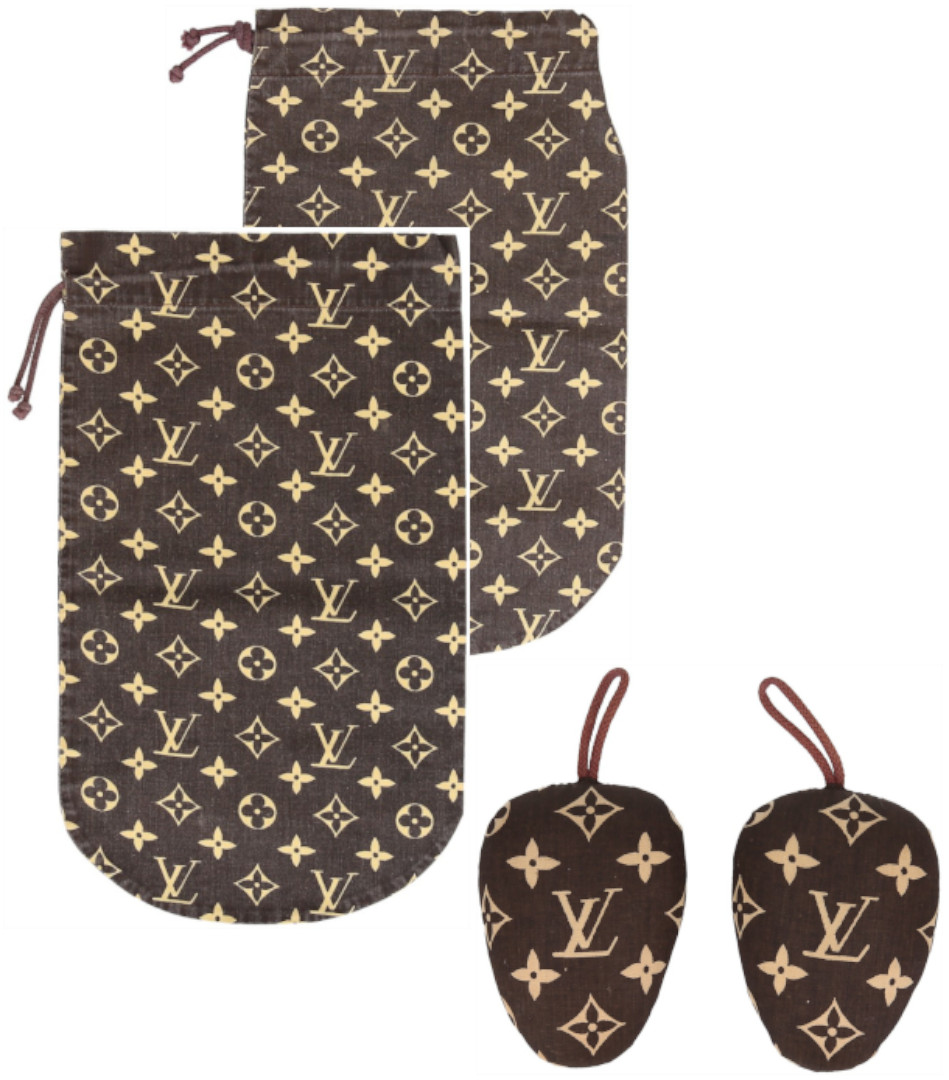 LOUIS VUITTON COUSSINETS POUR CHAUSSURES DAME UND 2 x ETUI CHAUSSURES SCHUTZBEUTEL MONOGRAM TEXTIL