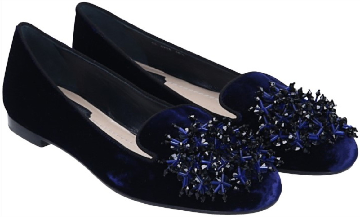 CHRISTIAN DIOR MOKASSIN SCHUHE AUS SAMT IN DUNKELBLAU GR. 38,5