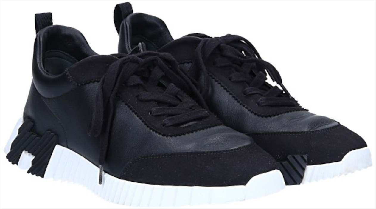 HERMÈS SNEAKER SCHUHE 'BOUNCING' AUS LAMMLEDER IN NOIR IN GR. 43