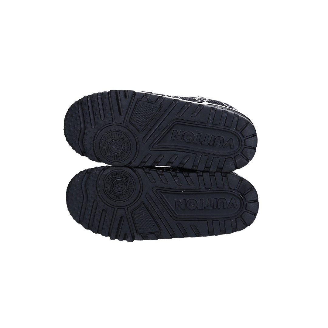 LOUIS VUITTON SNEAKER SCHUHE 'LV TRAINER MAXI' AUS KALBSLEDER UND MONOGRAM DENIM IN SCHWARZ GR. 40 (1AGZBP)