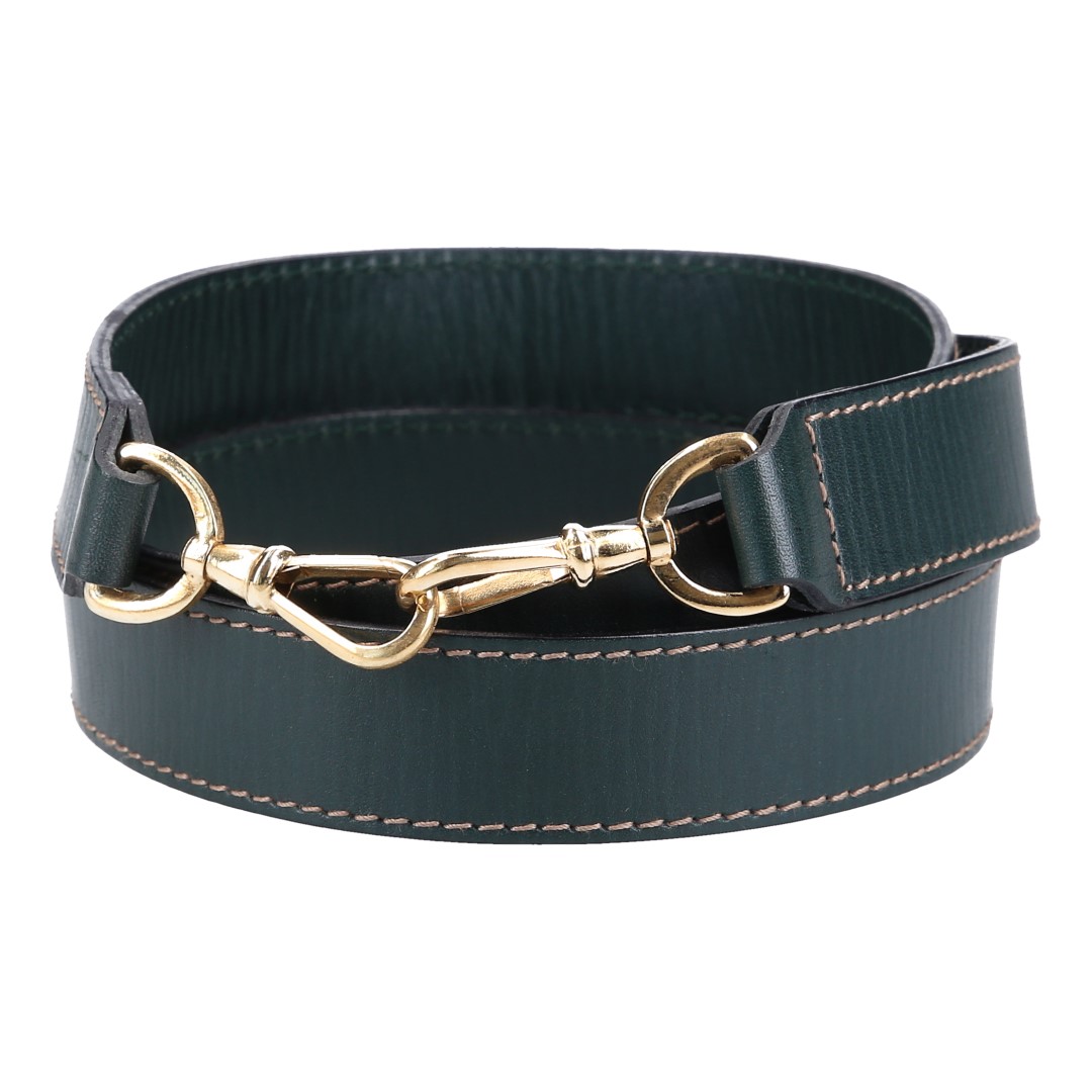 40544-Schulterriemen_2D_0002 WHOISLOUIS.COM SCHMALER SCHULTERRIEMEN AUS RINDSLEDER IN GRÜN