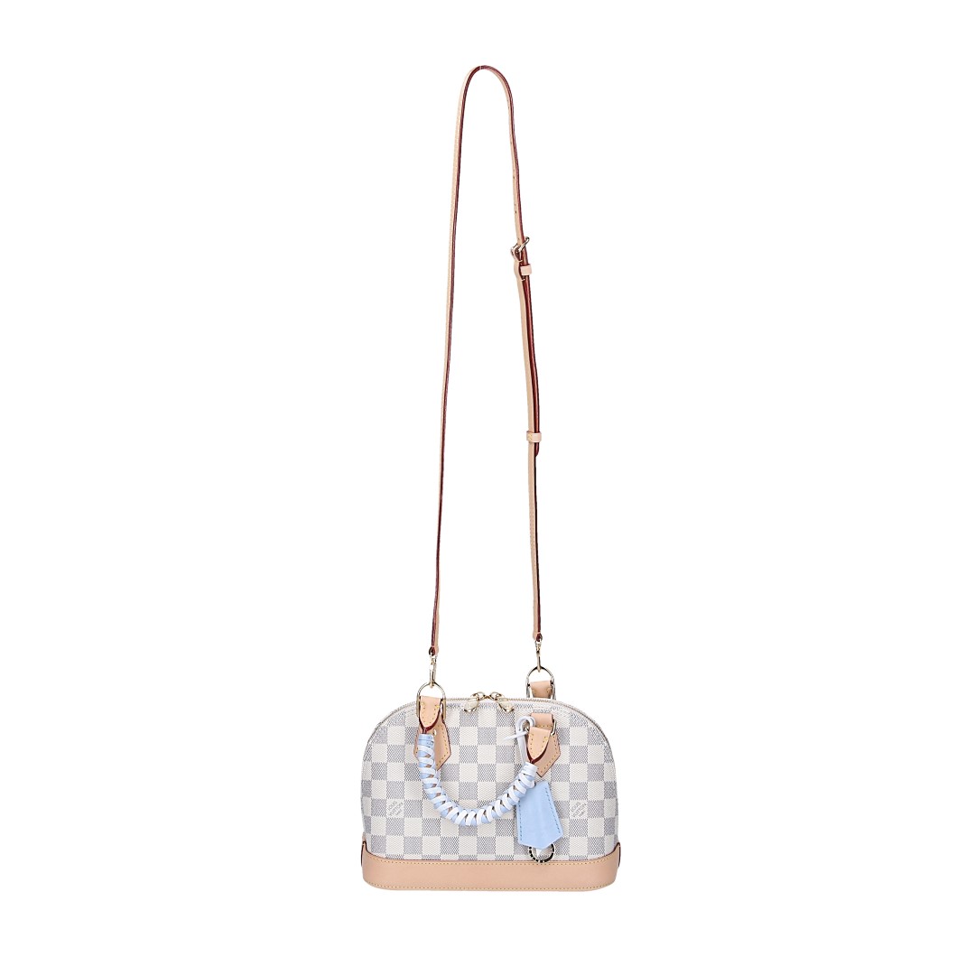 LOUIS VUITTON ALMA BB HANDTASCHE AUS DAMIER AZUR BRAIDED CANVAS MIT VERSTELLBAREM SCHULTERRIEMEN (N40902)