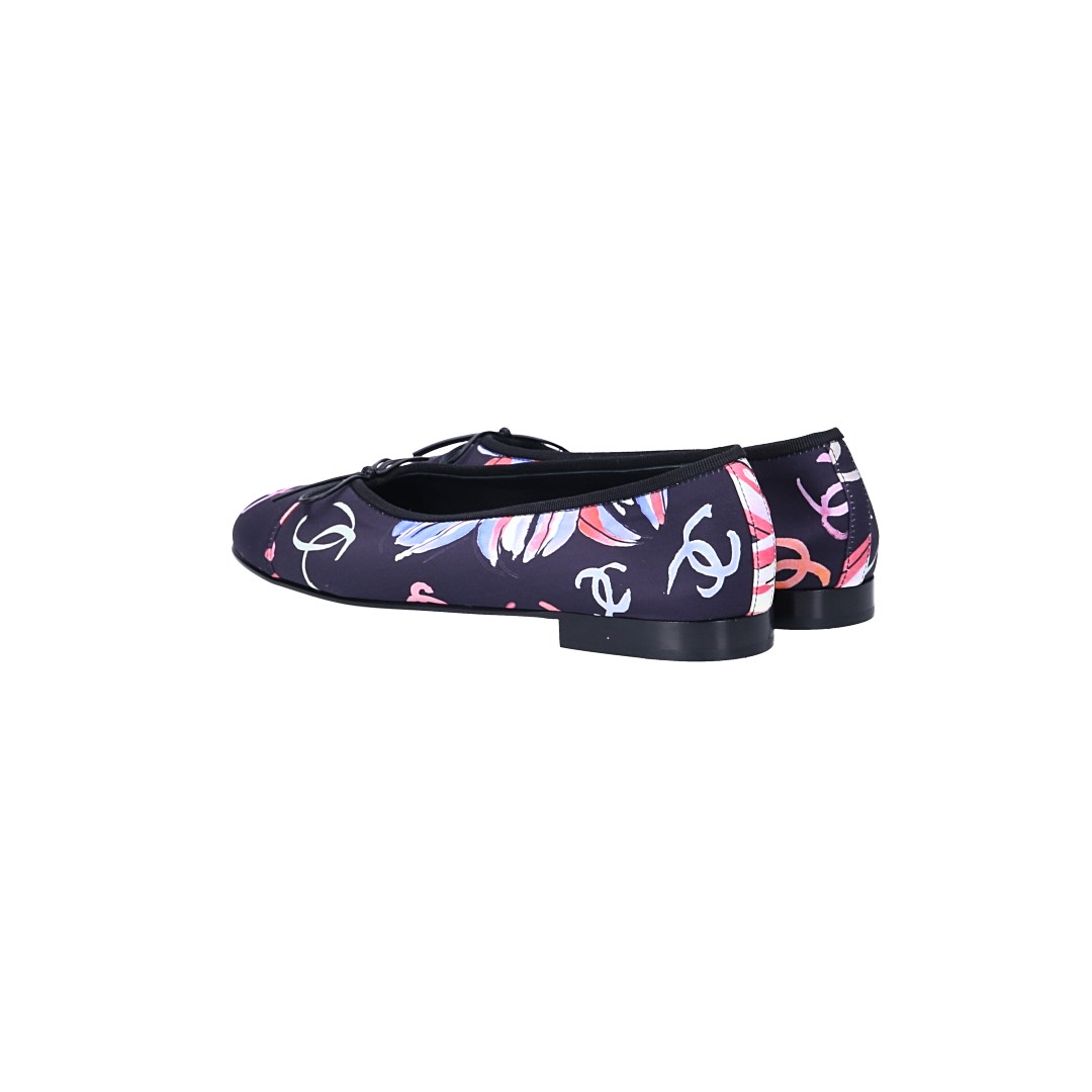 CHANEL BALLERINA SCHUHE AUS TEXTIL IN MEHRFARBIG GR. 37 (F G02819)