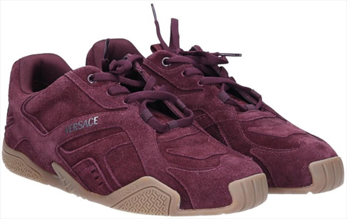 VERSACE SNEAKER SCHUHE 'GALAXIA' AUS KALBSLEDER IN BURGUNDERROT GR. 39