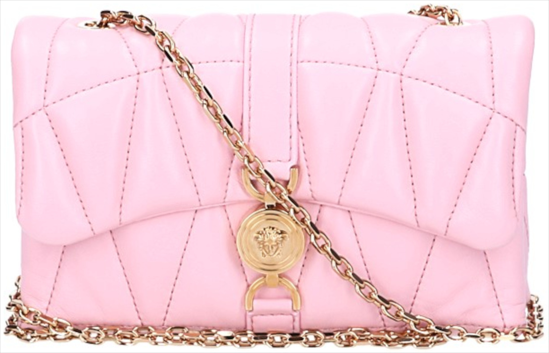 VERSACE MINIBAG KLEIO AUS GESTEPPTEM NAPPALEDER IN HELLROSA MIT GHW