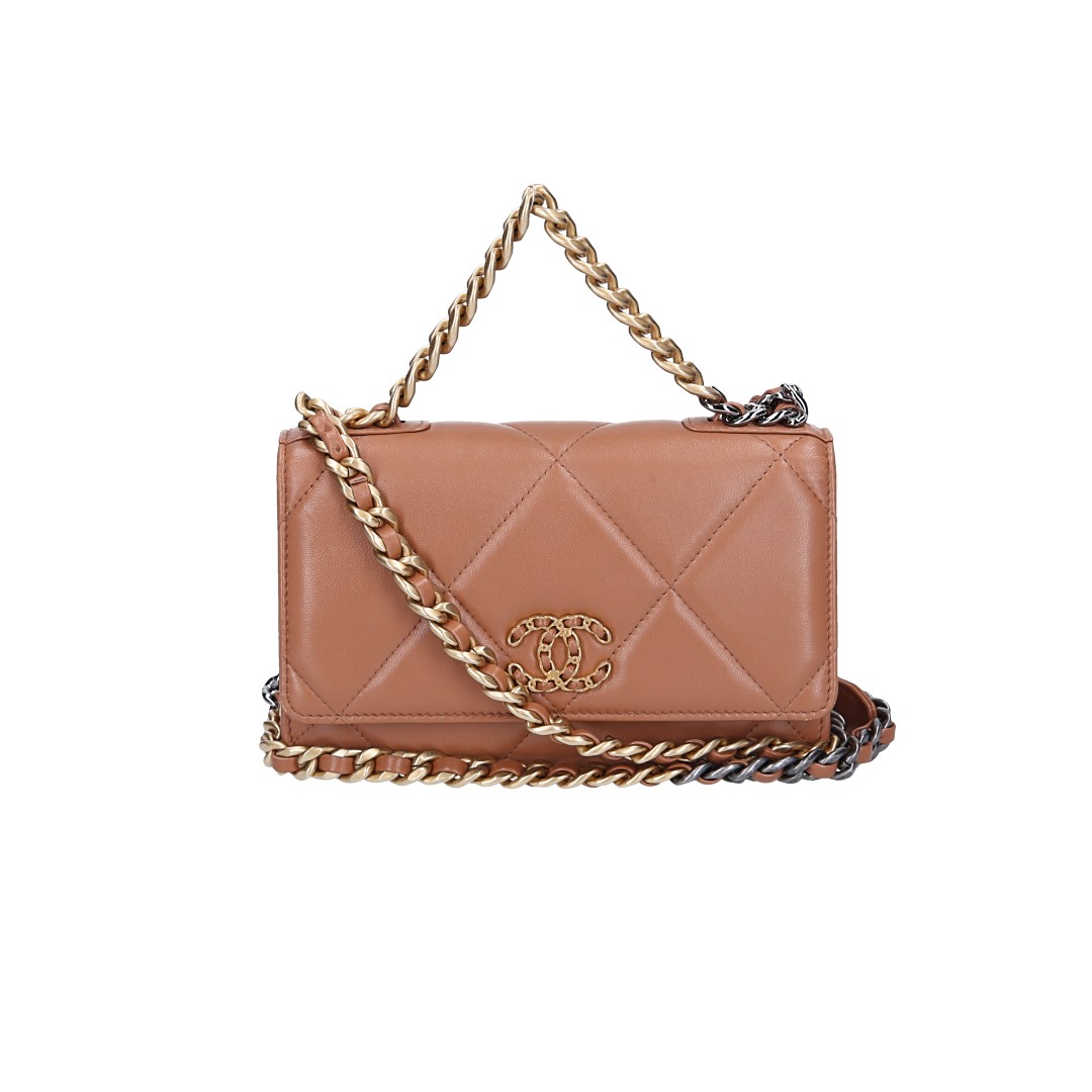 CHANEL WALLET ON CHAIN 19 UMHÄNGETASCHE AUS LAMMLEDER IN BRAUN (AP0957)