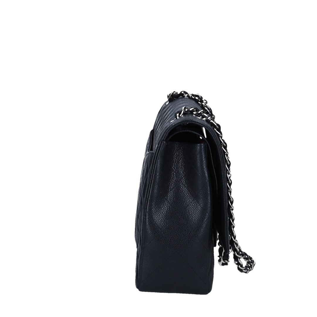 CHANEL TIMELESS DOUBLE FLAP HANDTASCHE (MAXI) AUS KALBSLEDER IN SCHWARZ MIT SHW (A58601)