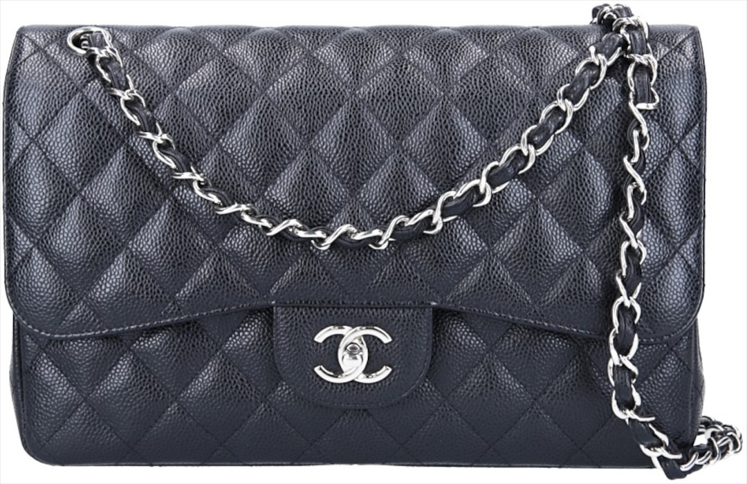 CHANEL TIMELESS FLAP HANDTASCHE (JUMBO) AUS KALBSLEDER IN SCHWARZ MIT SHW (A58600)