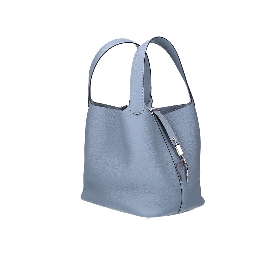 HERMÈS PICOTIN LOCK 22 HENKELTASCHE AUS TAURILLON CLEMENCE LEDER IN GRIS PANTIN MIT PHW