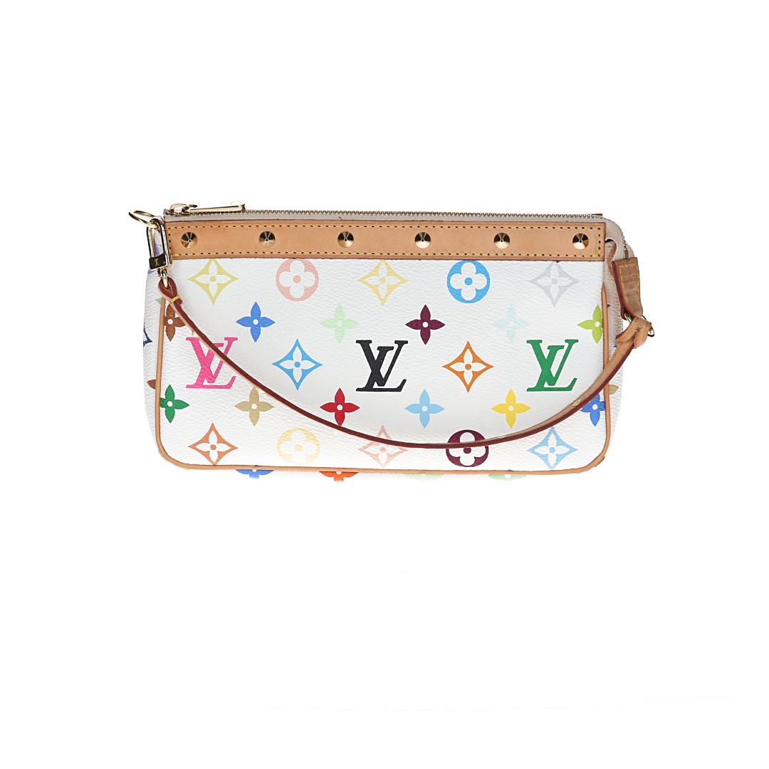LOUIS VUITTON POCHETTE ACCESSOIRES CLUTCH AUS MONOGRAM MULTICOLORE CANVAS IN BLANC (M92649)