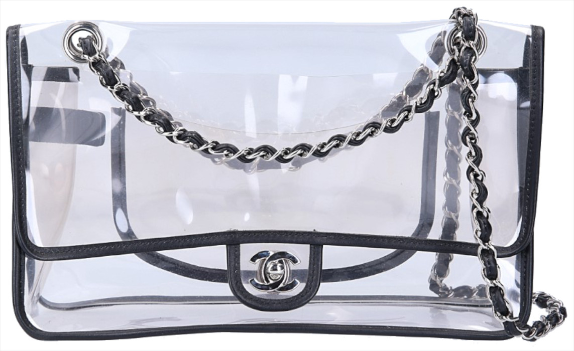 CHANEL TIMELESS FLAP HANDTASCHE (MEDIUM) AUS TRANSPARENTEM VINYL