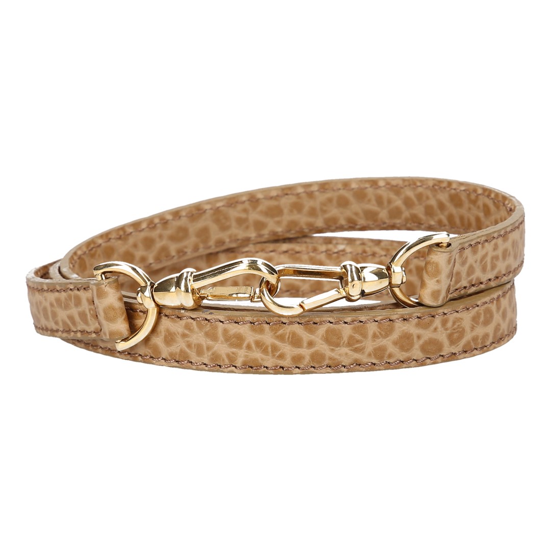WHOISLOUIS.COM SLIM SHOULDER STRAP SEVILLA MADE OF GENUINE LEATHER IN NATURAL/GOLD