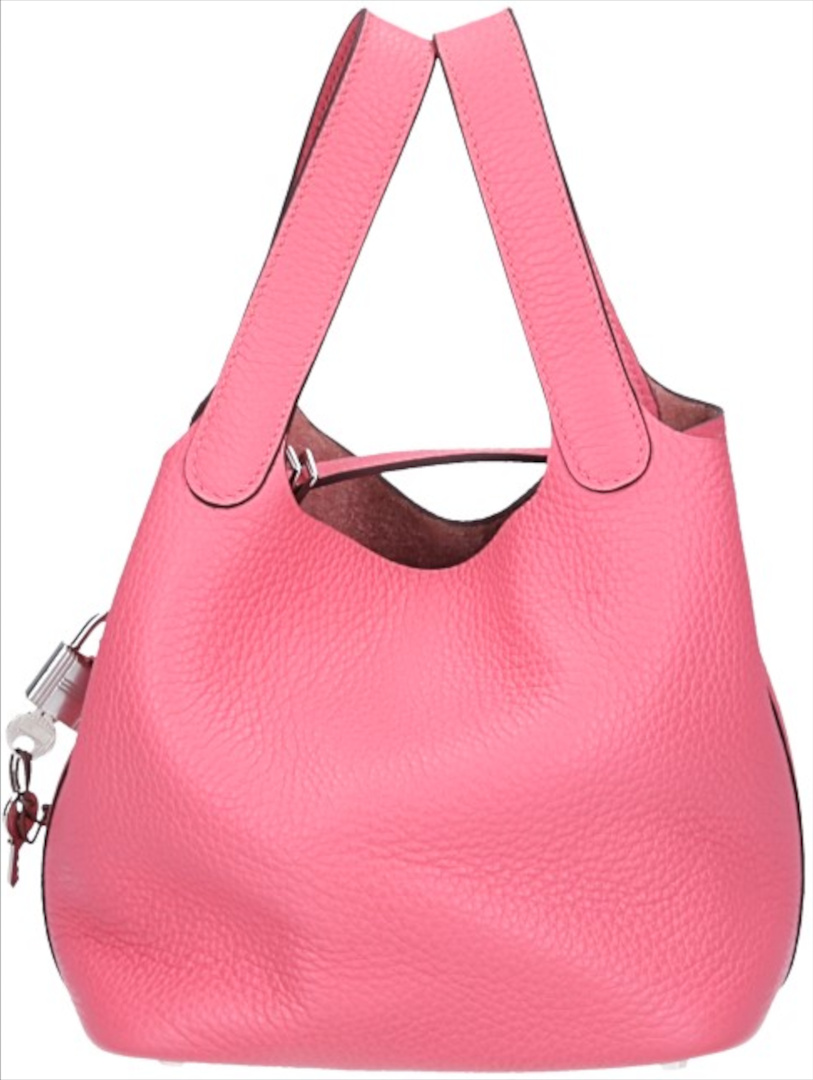 HERMÈS PICOTIN LOCK 18 HANDTASCHE AUS TAURILLON CLEMENCE LEDER IN ROSE AZALEE MIT PHW