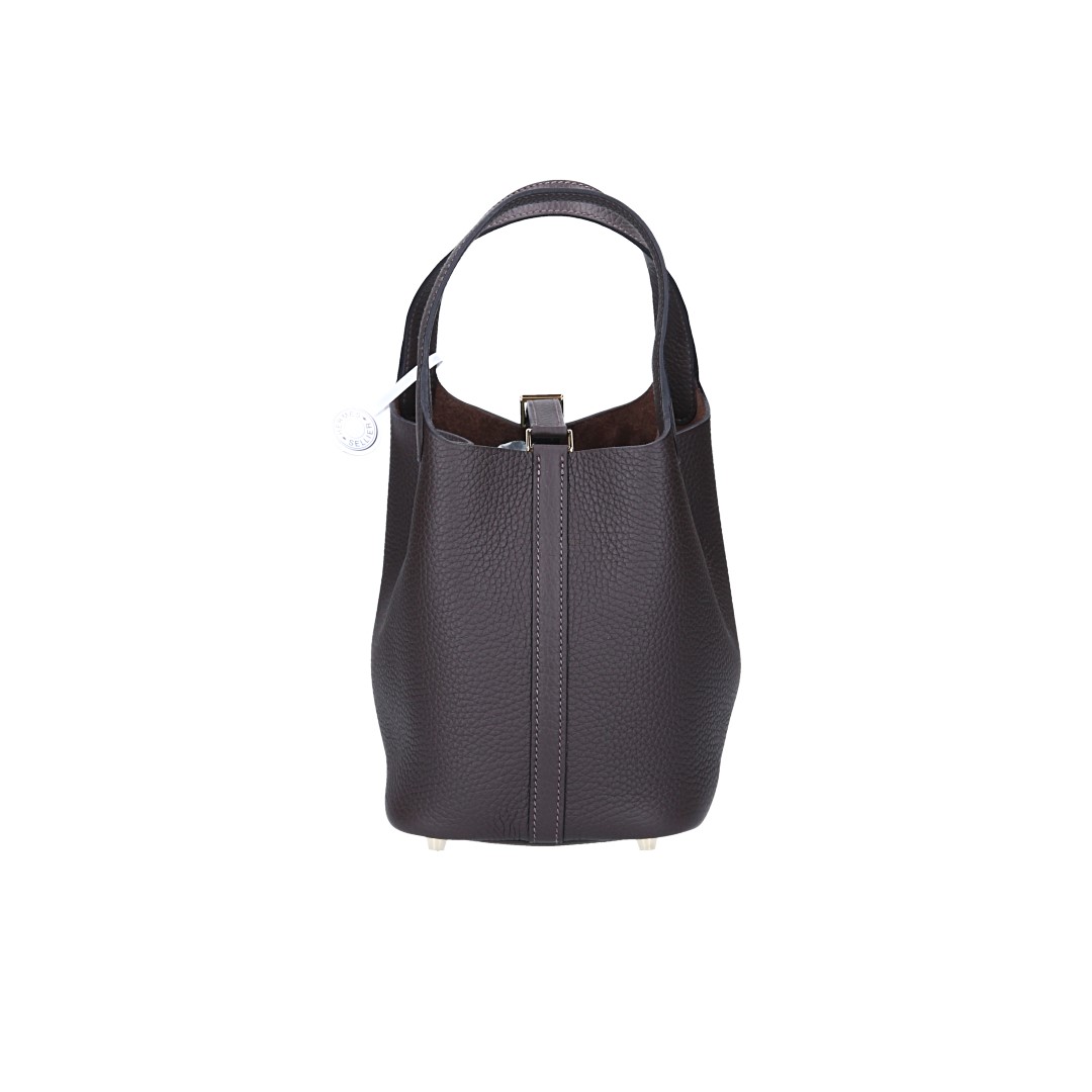 HERMÈS PICOTIN LOCK 18 HANDTASCHE AUS TAURILLON CLEMENCE LEDER IN EBÉNÈ MIT GHW