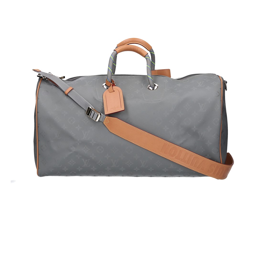 LOUIS VUITTON KEEPALL 50 REISETASCHE AUS MONOGRAM TITANIUM MIT SCHULTERRIEMEN (M43886)