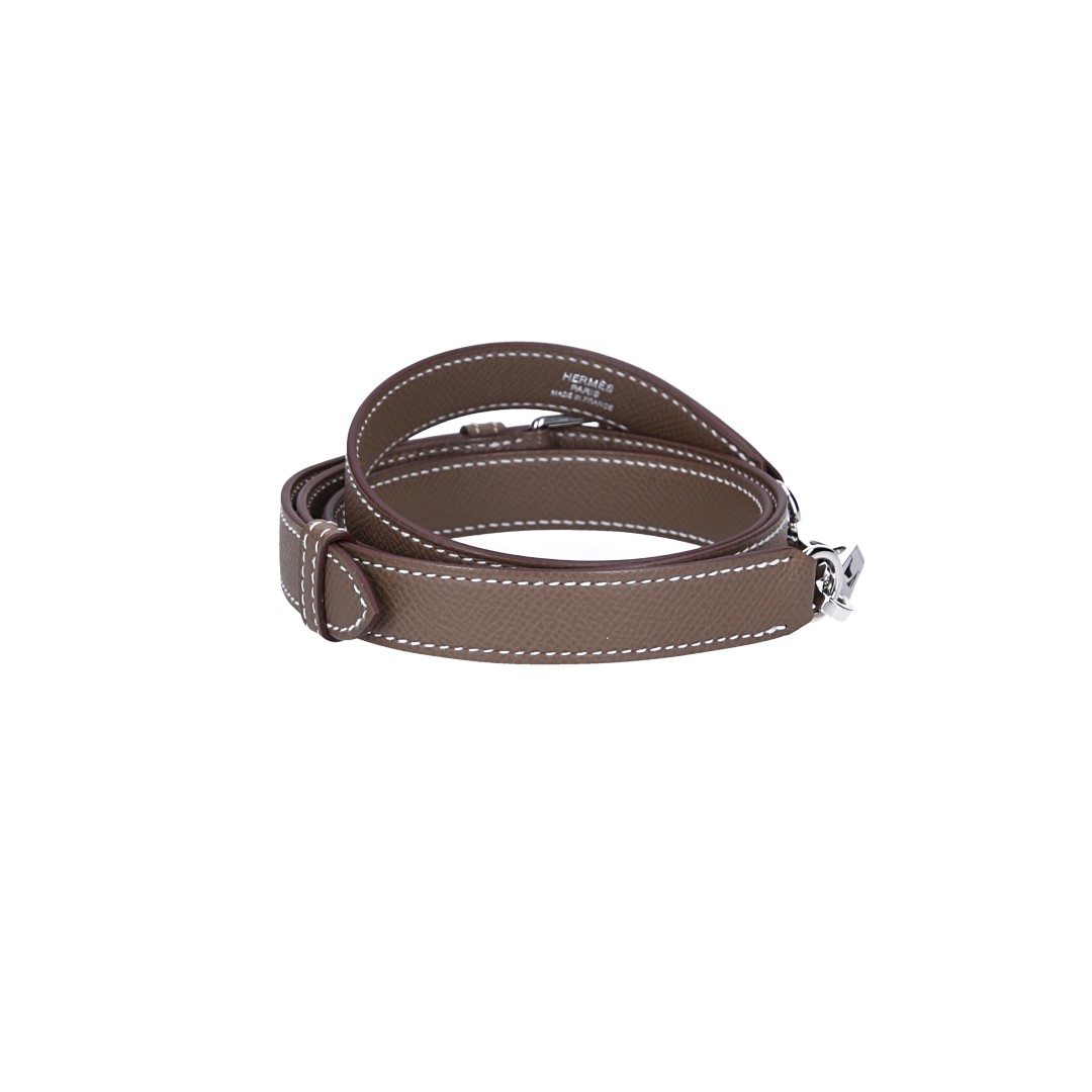 HERMÈS SHOULDER STRAP 'ZIGZAG' MADE OF SWIFT CALF LEATHER AND TEXTILE IN GOLD/WHITE/GOLD WITH GHW