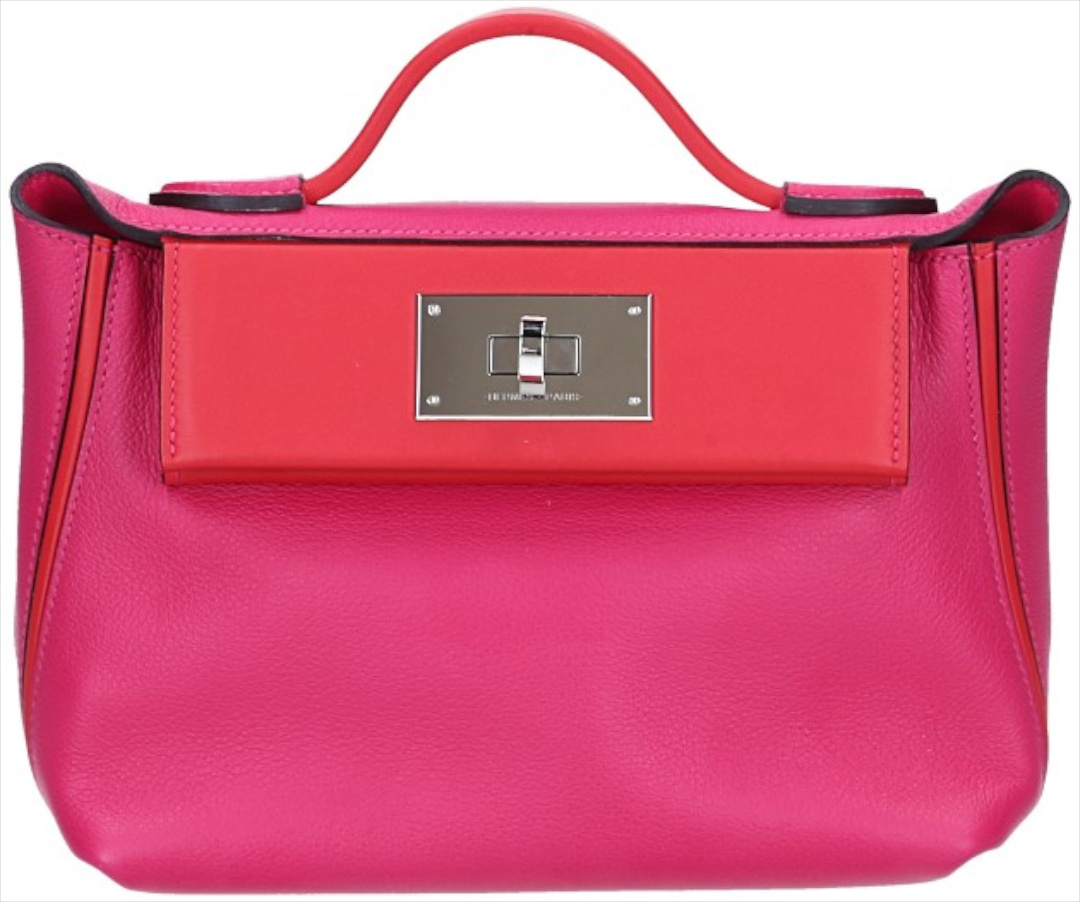 HERMÈS SAC 24/24 21 HANDTASCHE AUS VEAU EVERCOLOR/VEAU SWIFT IN ROSE MEXICO/ROUGE DE CŒR MIT PHW