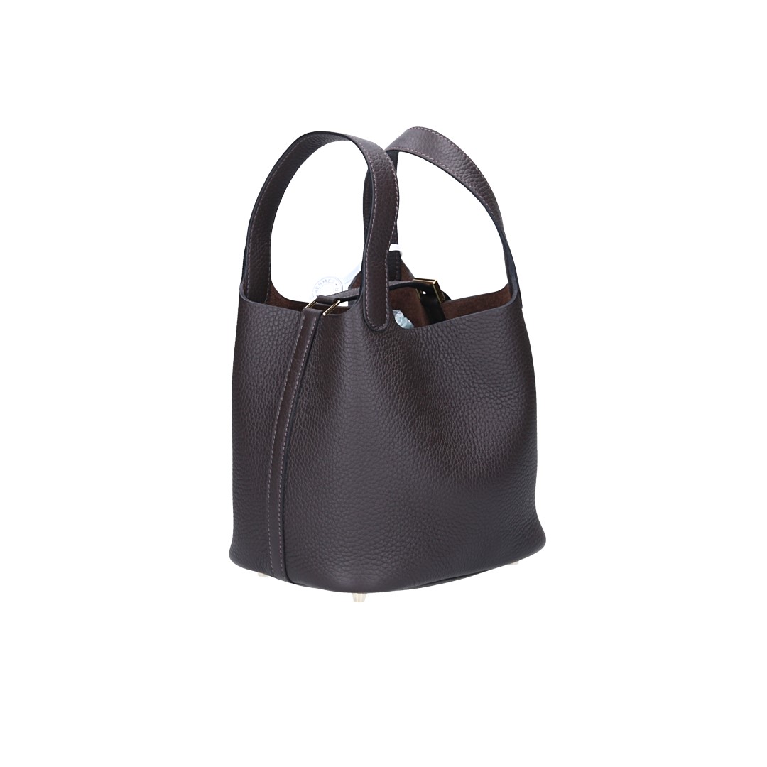 HERMÈS PICOTIN LOCK 18 HANDTASCHE AUS TAURILLON CLEMENCE LEDER IN EBÉNÈ MIT GHW