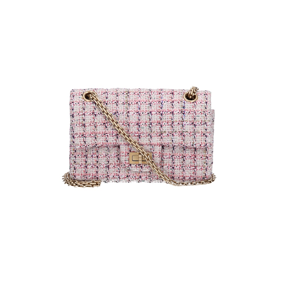 CHANEL 2.55 REISSUE SINGLE FLAP HANDTASCHE (224) AUS TWEED (A37584)