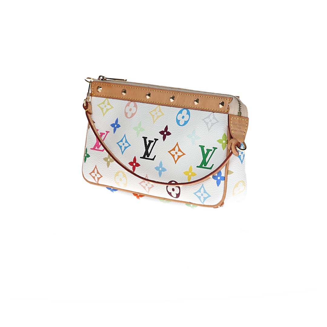 LOUIS VUITTON POCHETTE ACCESSOIRES CLUTCH AUS MONOGRAM MULTICOLORE CANVAS IN BLANC (M92649)