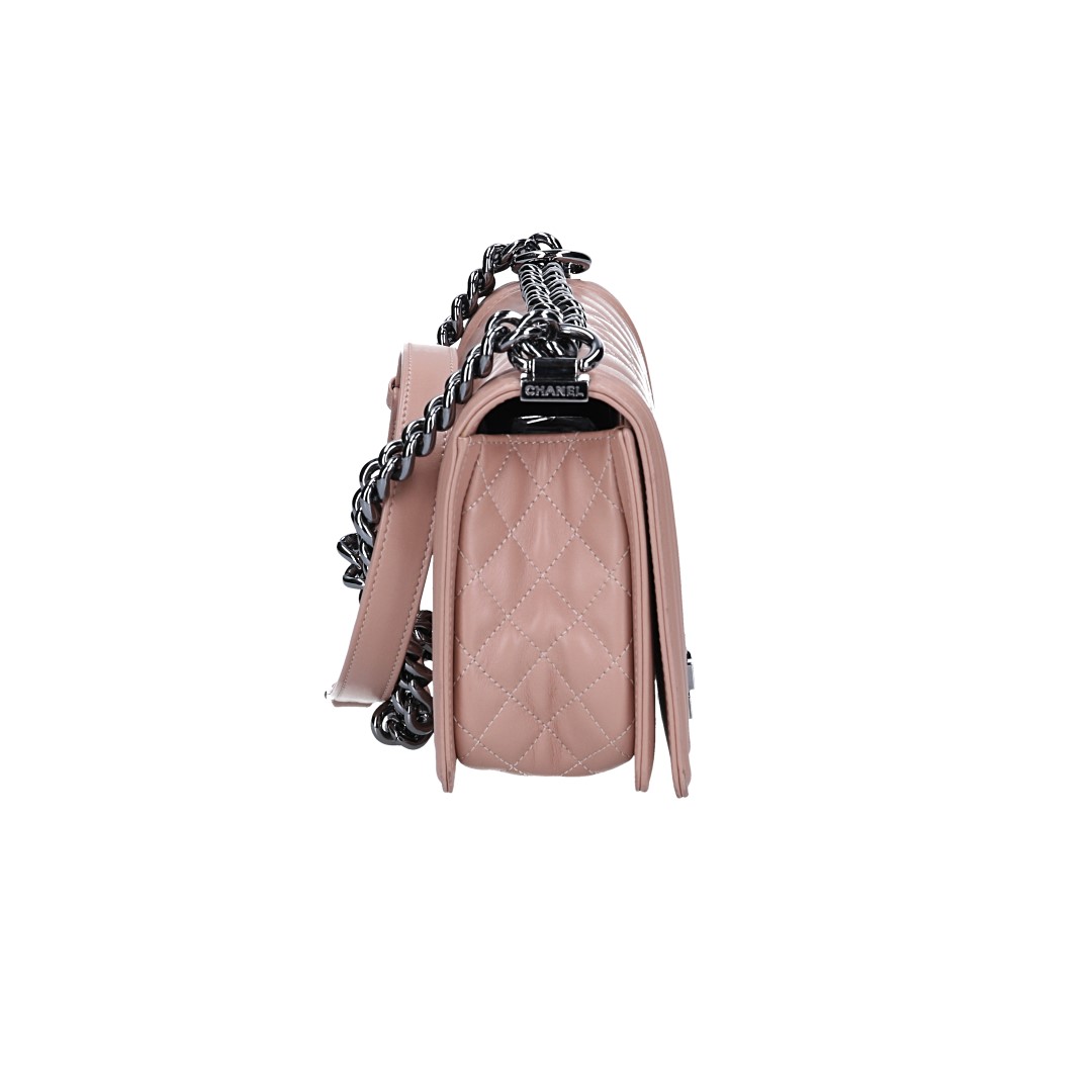 CHANEL BOY HANDTASCHE (MEDIUM) AUS GLATTLEDER & SILBERFARBENEM METALL (A67086)