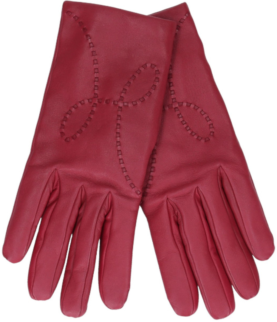HERMÈS DAMEN-HANDSCHUHE 'LISBONNE' AUS GLACÉ-LAMMLEDER IN ROUGE IN GR. 7,5