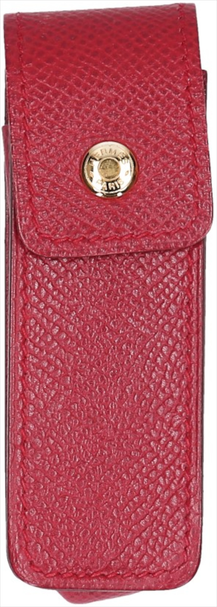 HERMÈS ETUI AUS GENARBTEM LEDER IN ROT MIT GHW