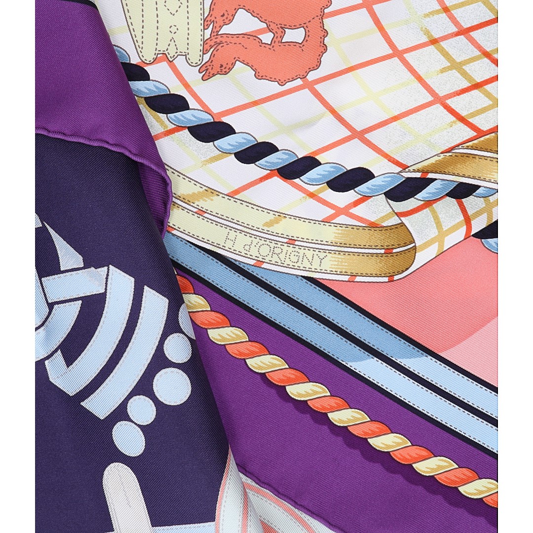 46170-Hermes-Tuch-GrandeTenue_2D_0006 HERMÈS SEIDENTUCH 90 x 90 CM CARRÉ MOTIV 'GRANDE TENUE' VON HENRI D'ORIGNY