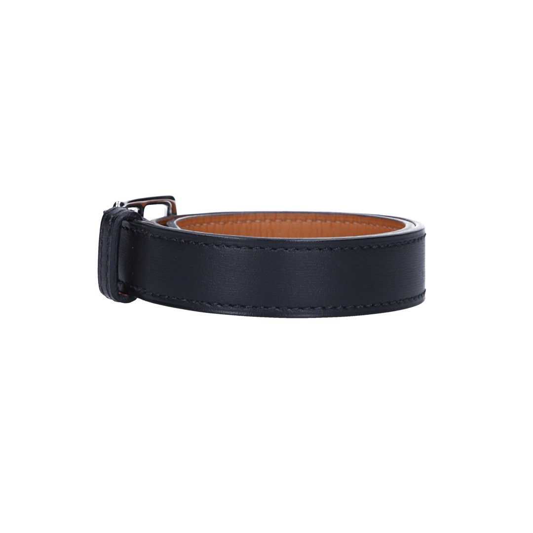 HERMÈS BRACELET ETRIVIÈRE DOUBLE TOUR GM ARMBAND AUS LEDER IN NOIR GR. L