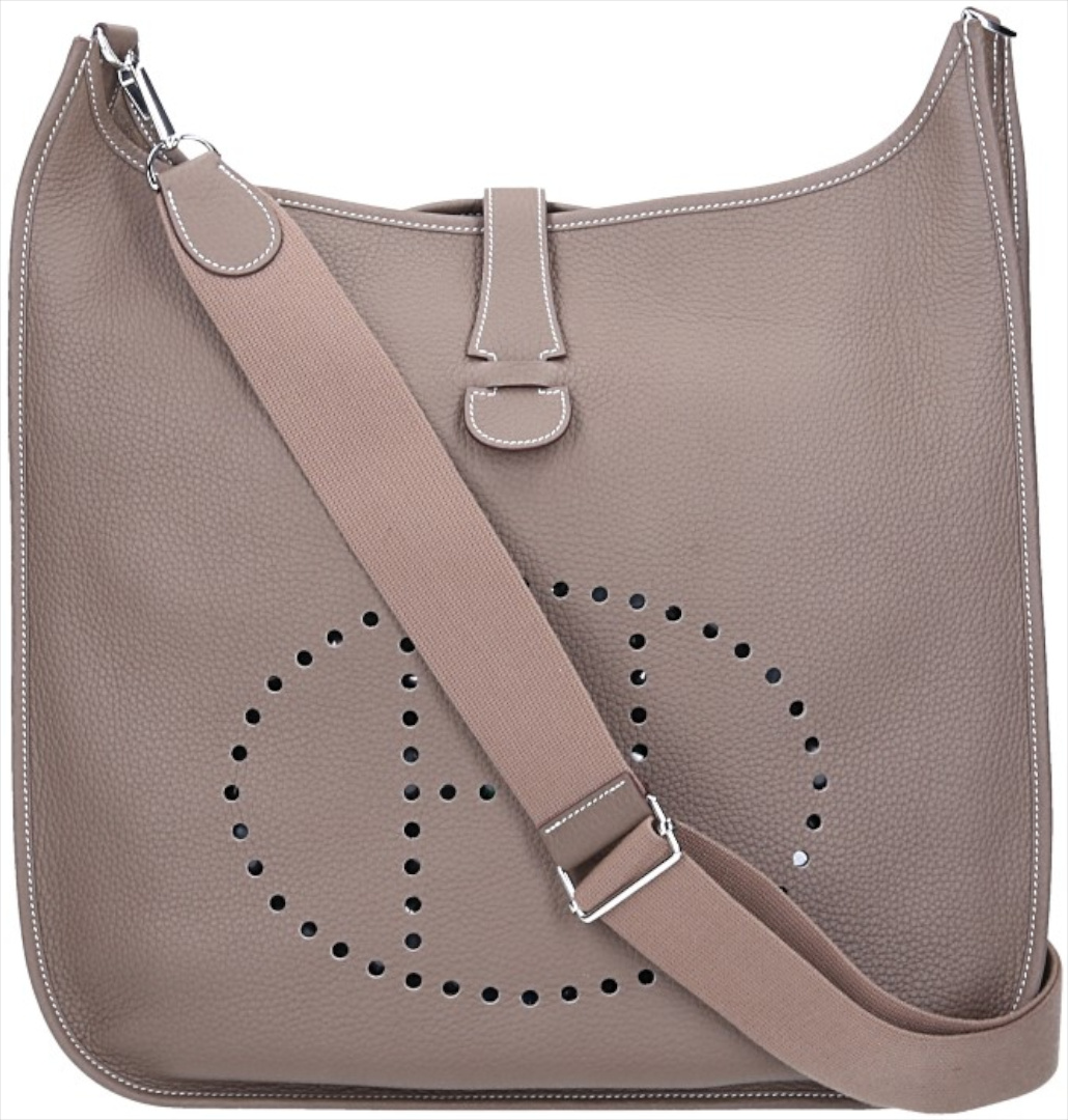 HERMÈS ÉVELYNE III 40 HANDTASCHE AUS CLÉMENCE LEDER IN ETOUPE MIT PHW