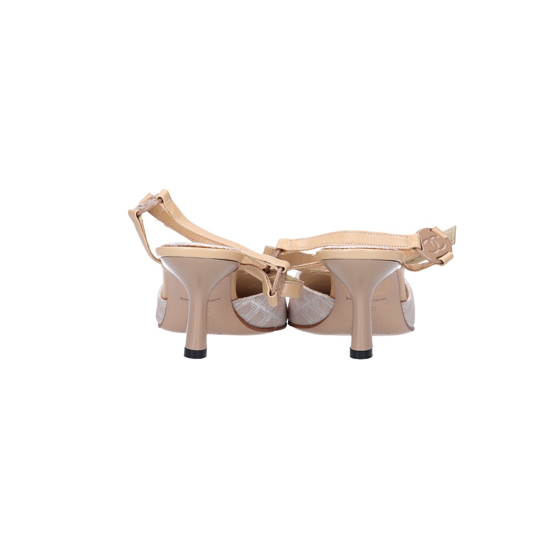 47635_Chanel_Schuhe_2D_0006 CHANEL PUMPS AUS NEW TRAVEL LINE NYLON IN BEIGE GR. 35,5 (B23102F)