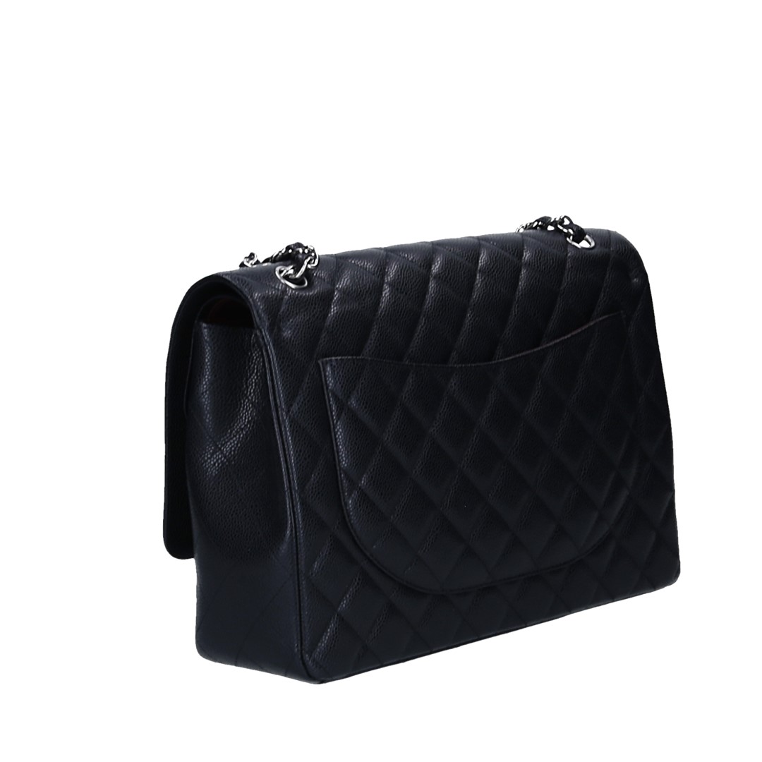 CHANEL TIMELESS DOUBLE FLAP HANDTASCHE (MAXI) AUS KALBSLEDER IN SCHWARZ MIT SHW (A58601)