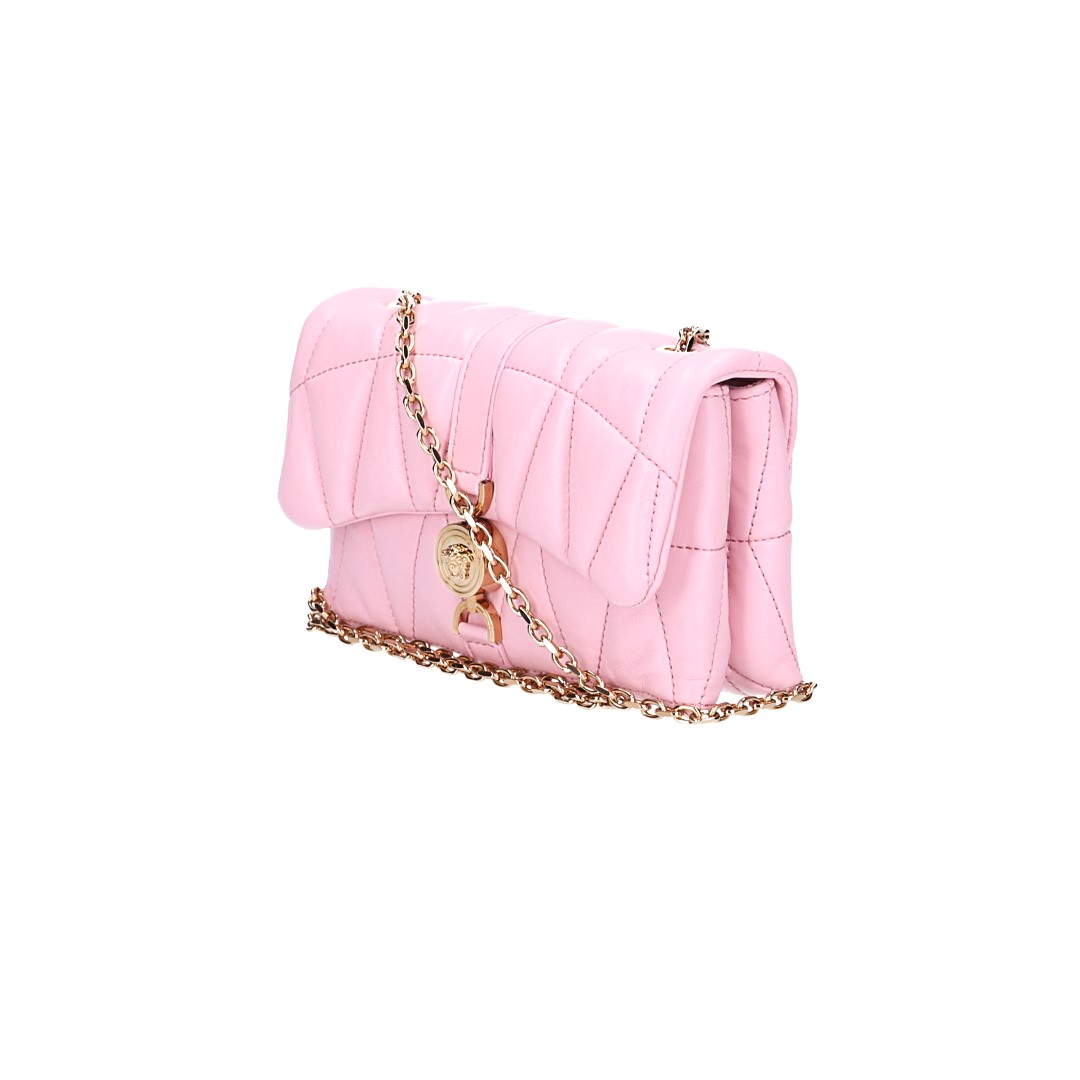 VERSACE MINIBAG KLEIO AUS GESTEPPTEM NAPPALEDER IN HELLROSA MIT GHW