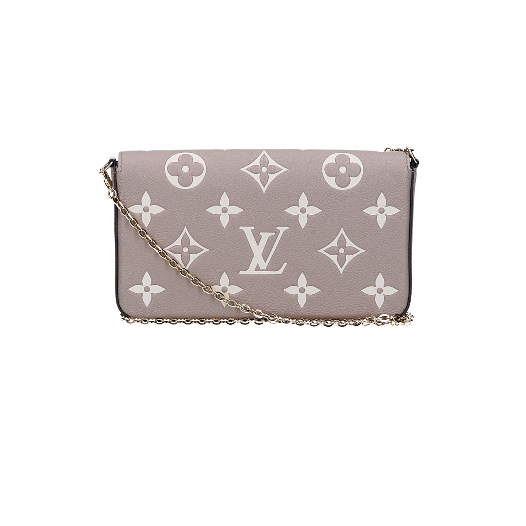 LOUIS VUITTON FÉLICIE POCHETTE HANDTASCHE AUS MONOGRAM EMPREINTE LEDER IN TOURTERELLE/CREME (M69977)