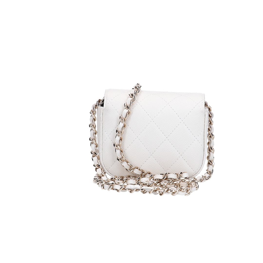 46814-Chanel-Umh-ngetasche_2D_0006GNGWp7MapKnM9 CHANEL KARTENETUI UMHÄNGETASCHE 'TIMELESS' AUS GENARBTEM KALBSLEDER IN CREME-WEISS MIT LGHW (AP2475)