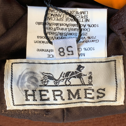 HERMÈS HUT AUS BRAUNEM CASHMERE IN GRÖßE 58