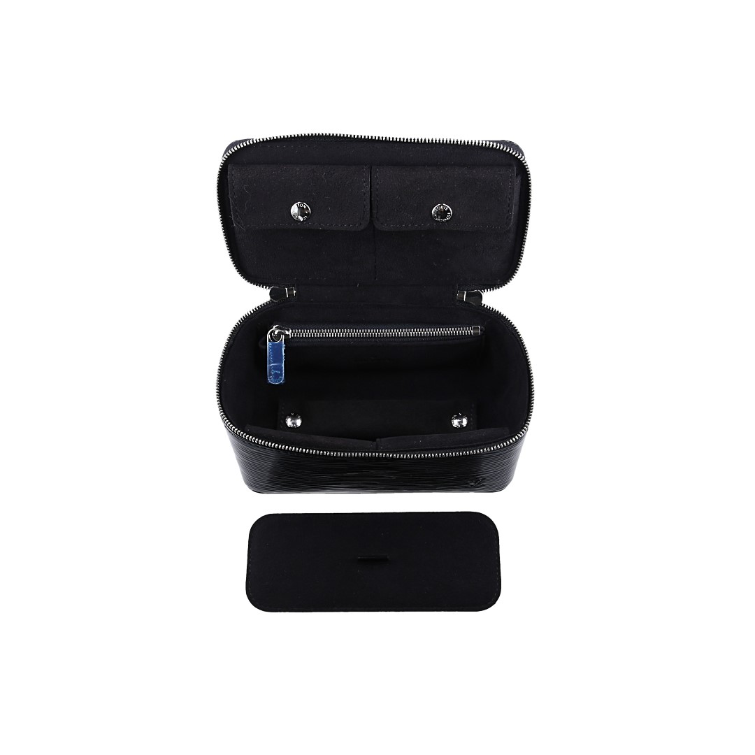 49396-LouisVuitton-Schmucktasche-EpiLEderSchwarz_2D_0010 LOUIS VUITTON COFFRET BIJOUX REISEACCESSOIRE AUS EPI ELECTRIC LEDER IN NOIR
