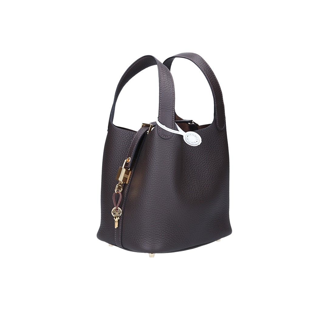 HERMÈS PICOTIN LOCK 18 HANDTASCHE AUS TAURILLON CLEMENCE LEDER IN EBÉNÈ MIT GHW
