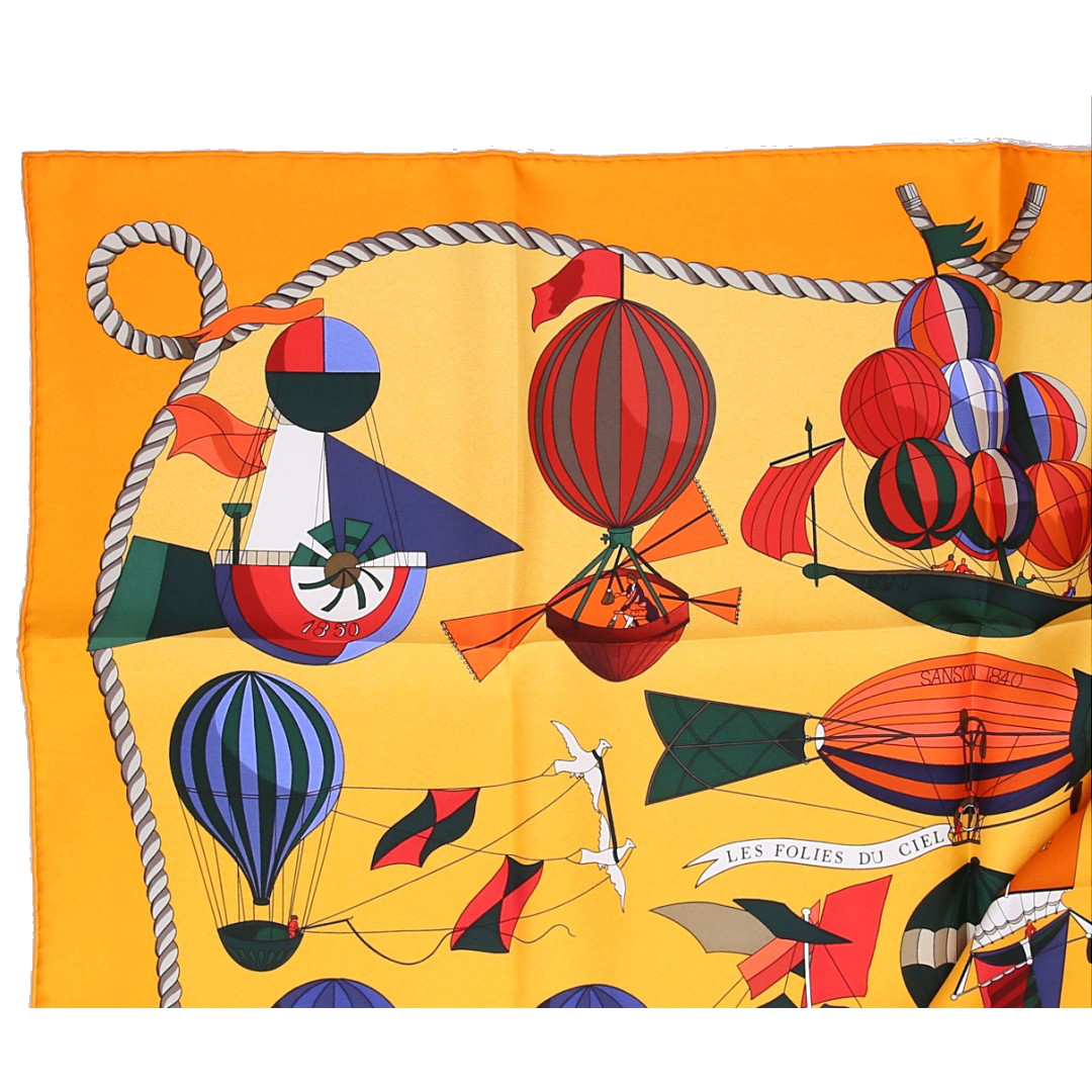 HERMÈS SEIDENTUCH 90 x 90 CM CARRÉ MOTIV 'LES FOLIES DU CIEL' VON LOÏC DUBIGEON 