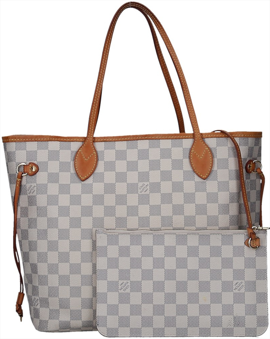 LOUIS VUITTON NEVERFULL MM SCHULTERTASCHE AUS DAMIER AZUR CANVAS IN BEIGE (N41361)