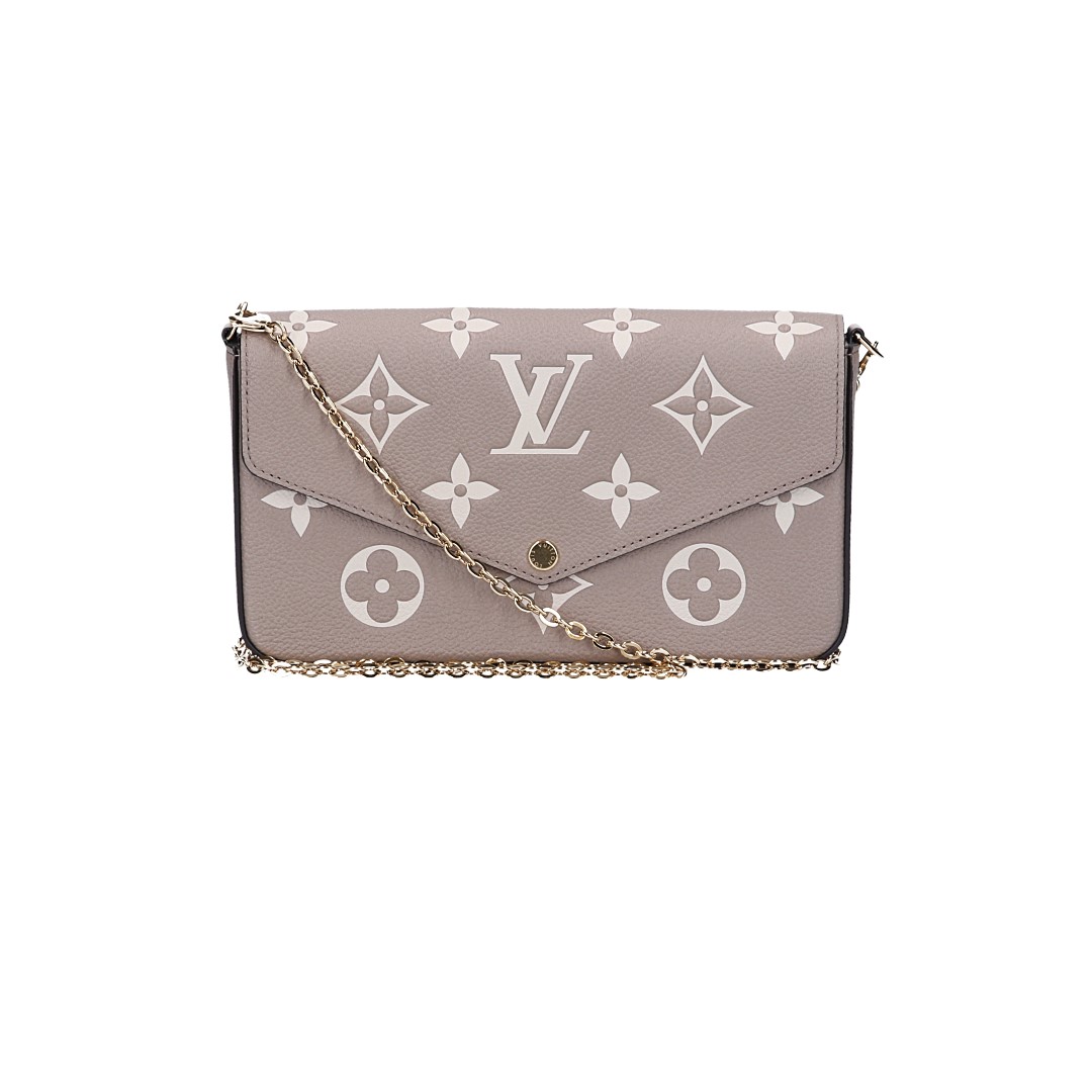 LOUIS VUITTON FÉLICIE POCHETTE HANDTASCHE AUS MONOGRAM EMPREINTE LEDER IN TOURTERELLE/CREME (M69977)