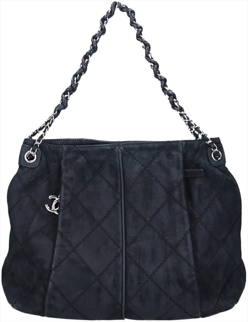 CHANEL HOBO HANDTASCHE AUS SUEDE LEDER IN SCHWARZ MIT SHW