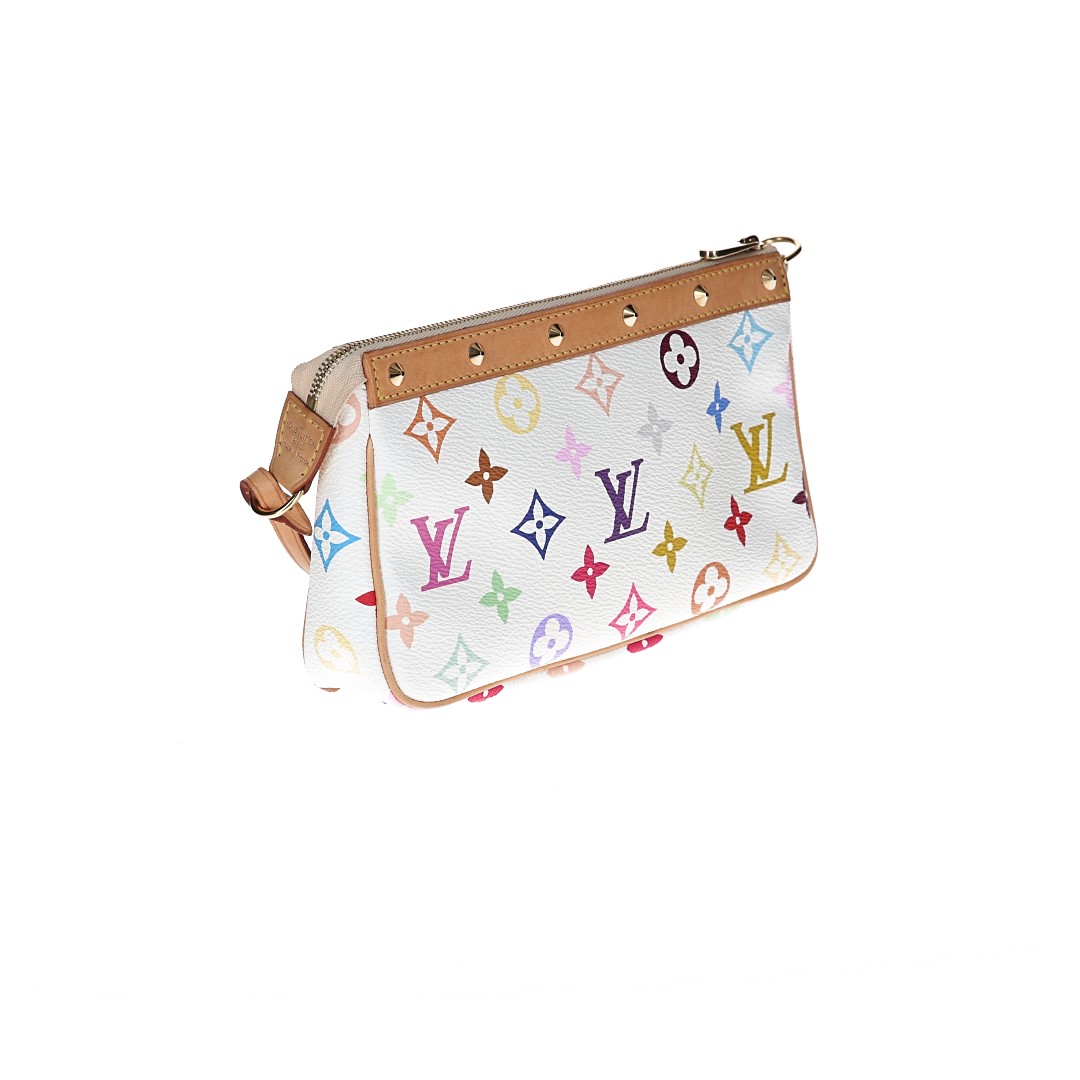 LOUIS VUITTON POCHETTE ACCESSOIRES CLUTCH AUS MONOGRAM MULTICOLORE CANVAS IN BLANC (M92649)