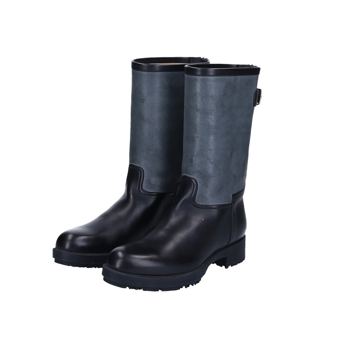 HERMÈS STIEFEL 'JEEP' AUS VEAU & VEAU ETRIVIERE IN NOIR & ANTHRACITE GR. 39,5