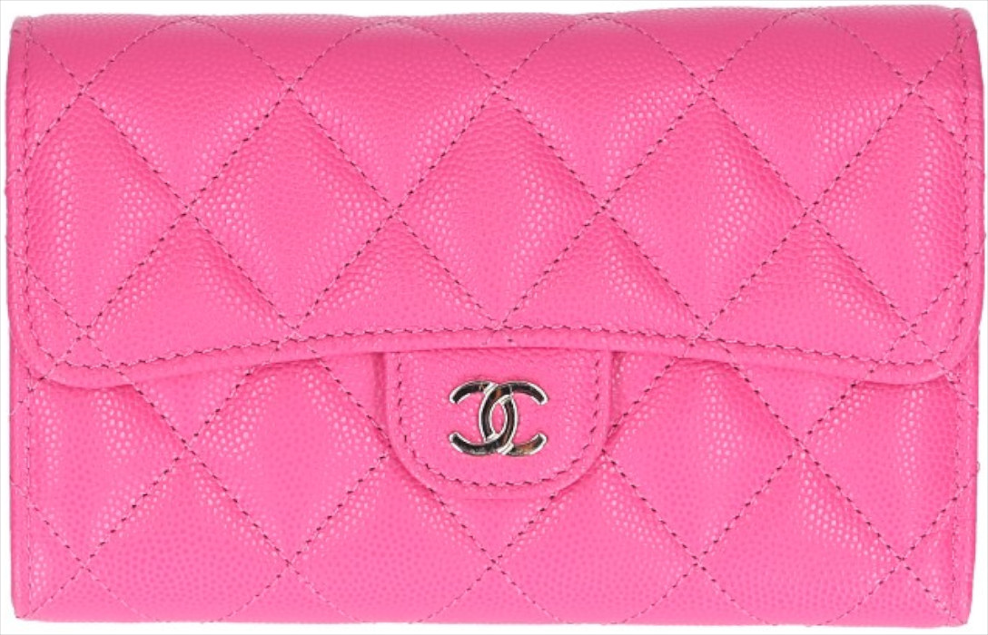 CHANEL MITTLERE KLASSISCHE PATTEN- BRIEFTASCHE AUS GENARBTEM KALBSLEDER IN PINK MIT GHW (AP0232) CHANEL MITTLERE KLASSISCHE PATTEN- BRIEFTASCHE AUS GENARBTEM KALBSLEDER IN PINK MIT GHW (AP0232)