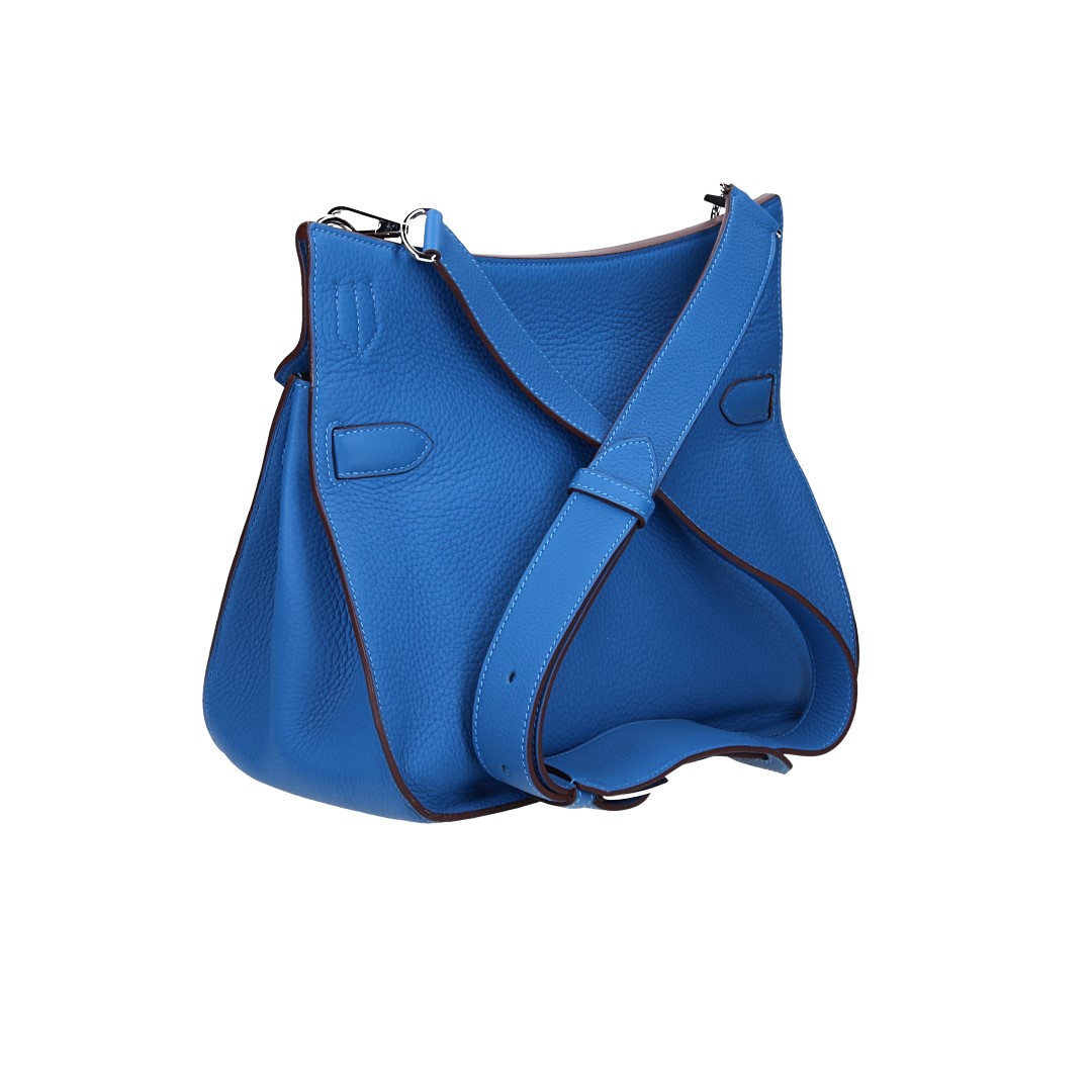 HERMÈS JYPSIÈRE  34 HANDTASCHE AUS CLÉMENCE-JUNGSTIERLEDER IN BLEU MYKONOS MIT PHW