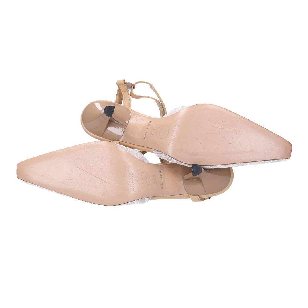 47635_Chanel_Schuhe_2D_0010 CHANEL PUMPS AUS NEW TRAVEL LINE NYLON IN BEIGE GR. 35,5 (B23102F)